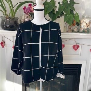 Soon Black and White Grid Pattern Sweater